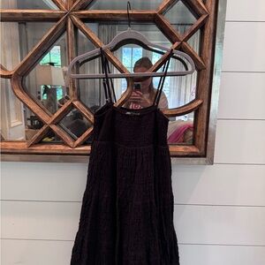 Zara Black Smocked Tiered Mini Dress
